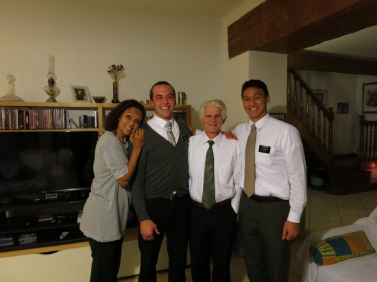 Elder Hall and I with the Cadin's - Frere Cadin is the 2nd Counsellor in the Mission Presidency and is also a part of my ward. He also told me a lot about Scott Runyon, one of my roommates during Sophomore year at Stanford who served in this same place 4 years ago