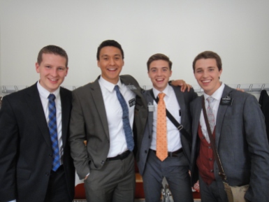 At Mission Council, with some of my favorite people (from left to right - Elder Gram (MTC companion for the first day), Me, Elder Brockbank, and Elder Mosley)