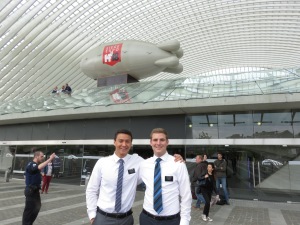 With Elder Bayer outside the Liege Train Station